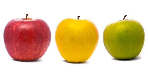 Červená, žlutá a zelená Čerstvá jablka — Stock fotografie