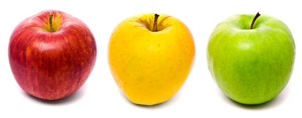 Červená, žlutá a zelená Čerstvá jablka — Stock fotografie
