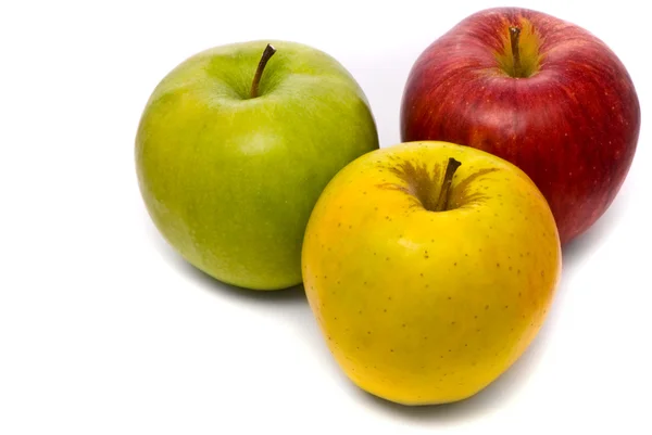 Czerwone, żółte i zielone jabłka świeże — Zdjęcie stockowe