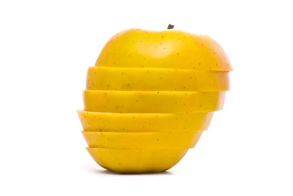 Sliced yellow apple on studio white — Stock Photo, Image