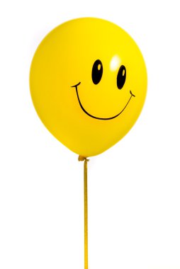 Yellow balloon with smile on white clipart