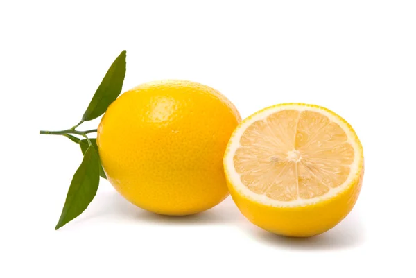 Lemon with fresh leaves — Stock Photo, Image