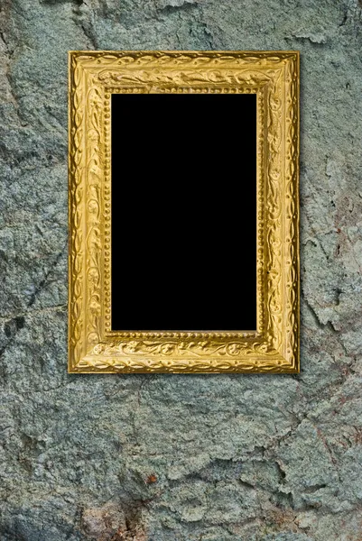 Stone background with gold frame — Stock Photo, Image