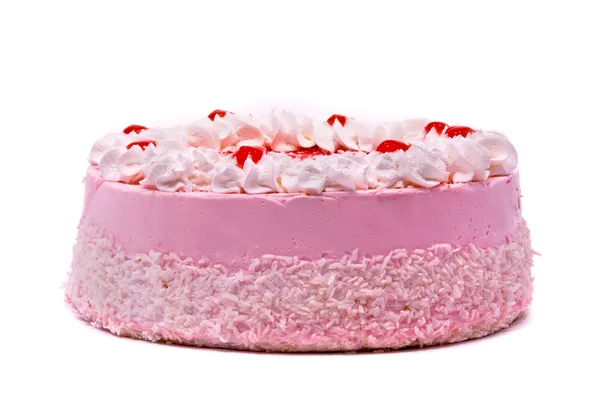 Ροζ τούρτα που απομονώνονται σε λευκό φόντο — Φωτογραφία Αρχείου