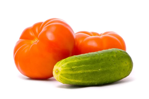 Fresh cucumber and tomato — Stock Photo, Image