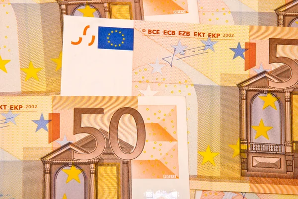 stock image Fifty Euro banknotes background