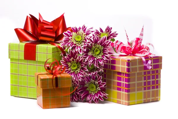 아름 다운 꽃 선물 상자 — 스톡 사진