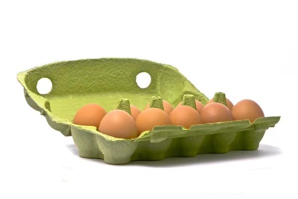 Зеленая яичная коробка — стоковое фото
