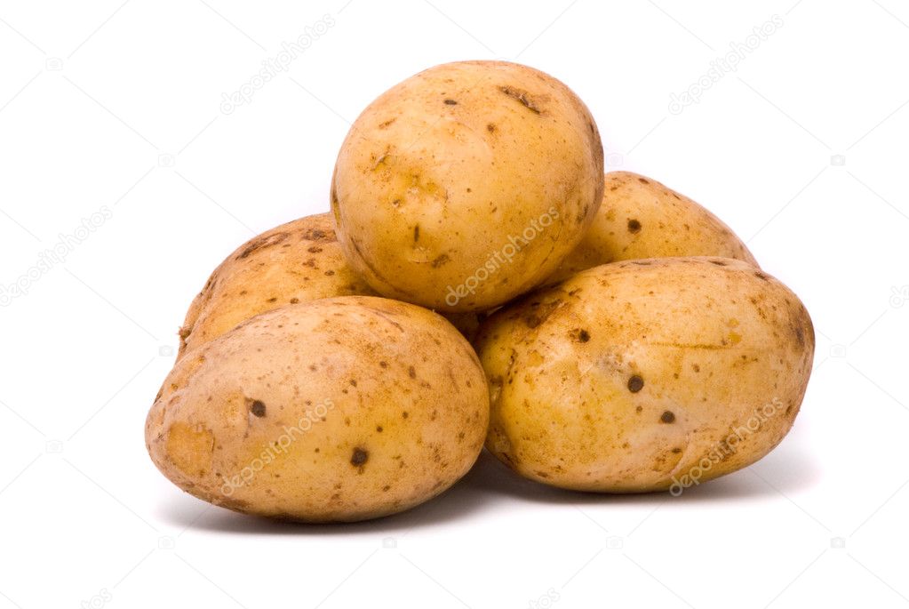 Potatoes on studio white
