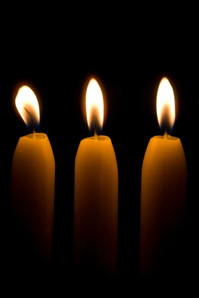 Tres velas encendidas — Foto de Stock