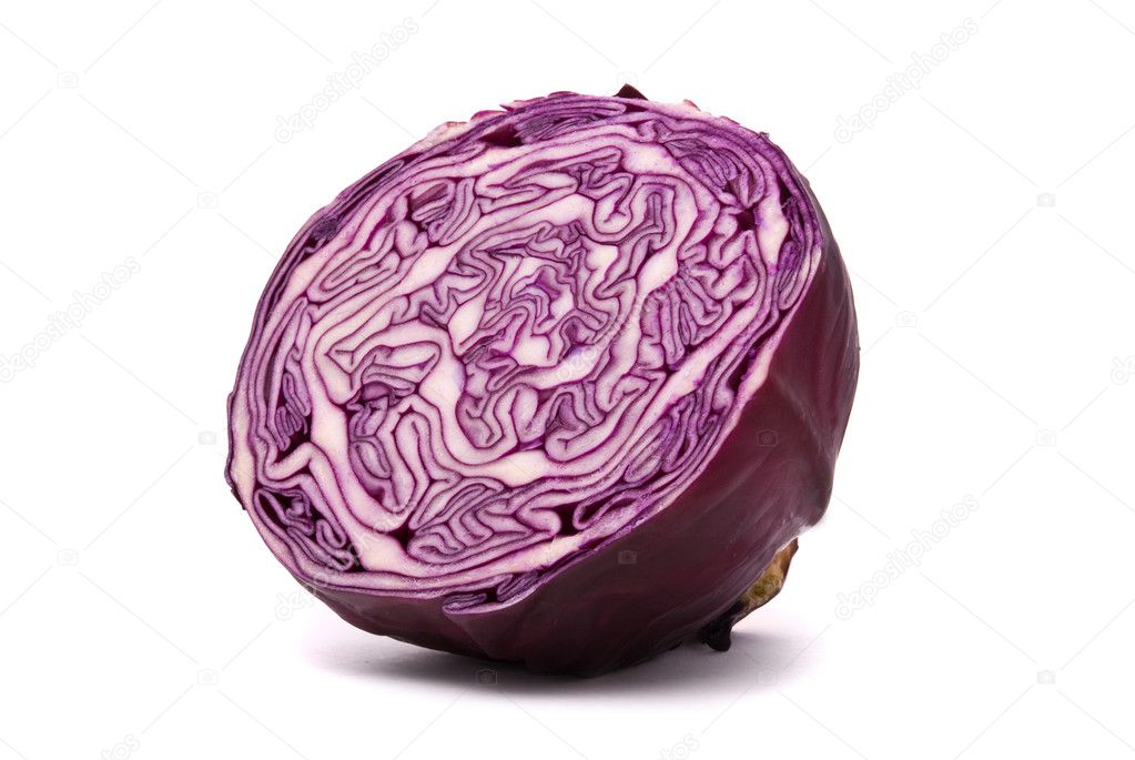 Red cabbage on a white background