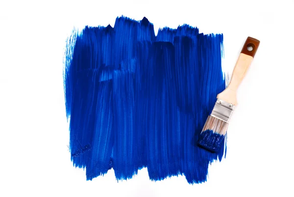 Blauwe verf penseel — Stockfoto