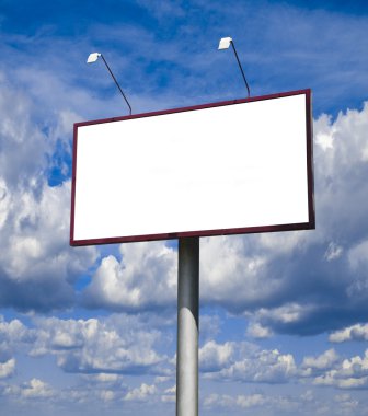 Blank big billboard over blue sky clipart