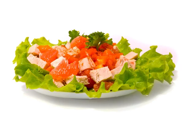 Salad with chicken grapefruit paprika — Stock Photo, Image