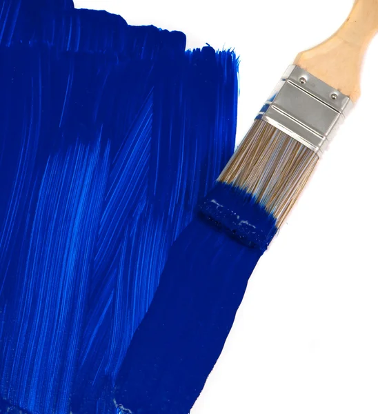Blå färg borste — Stockfoto