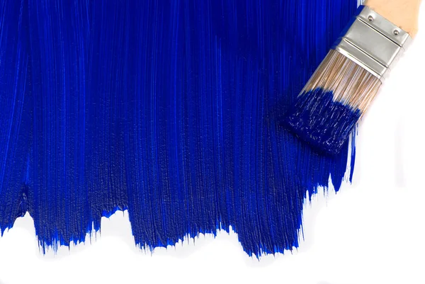 Mavi boya fırçası — Stok fotoğraf