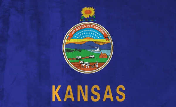 Гранж прапор штату Канзас — стокове фото