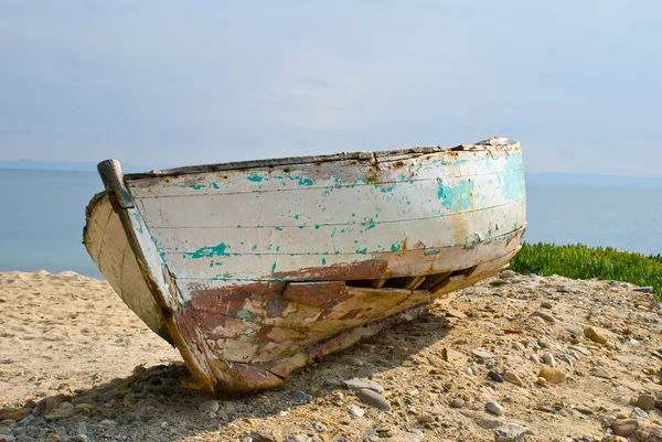 stock image Old boat on beach