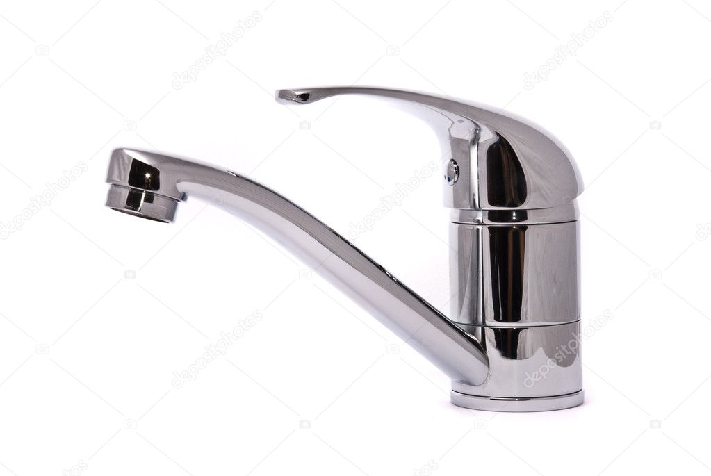 Modern mixer tap isolated on white