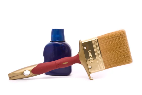 Professional paintbrush and blue paint — Stock Photo, Image