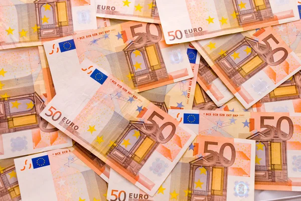 Fondo de billetes en euros — Foto de Stock