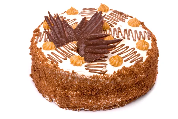 Tarta de chocolate sobre un fondo blanco —  Fotos de Stock