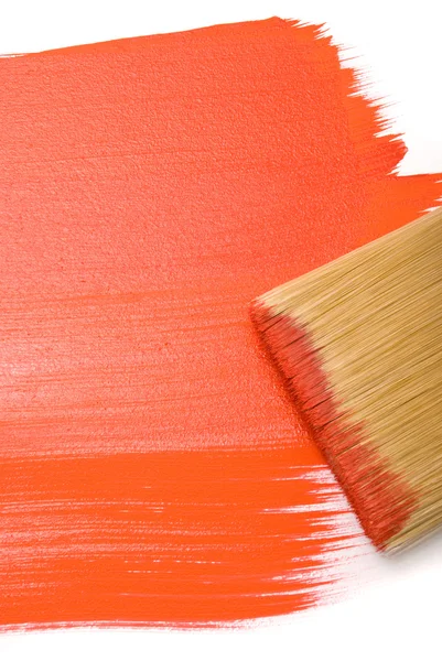 Escova com tinta vermelha — Fotografia de Stock