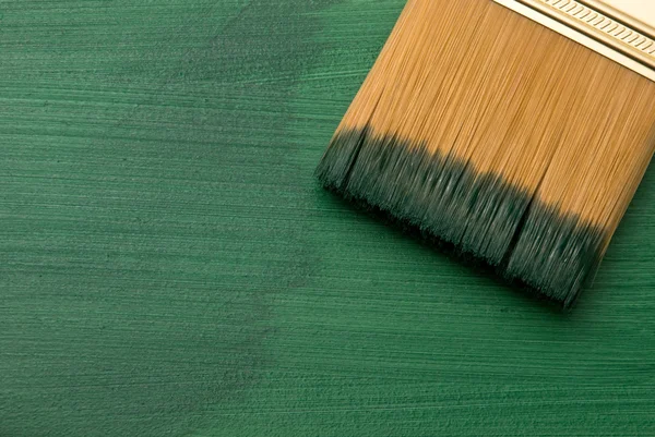 Yeşil boya fırçası — Stok fotoğraf