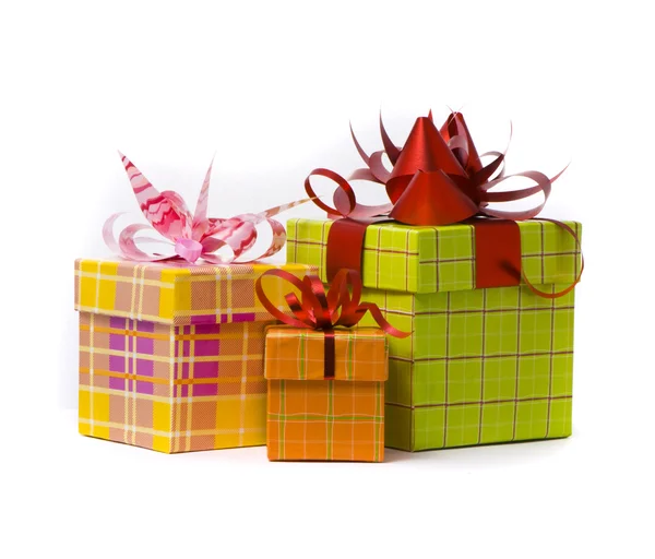 Three gift box studio shot — Stock Photo, Image