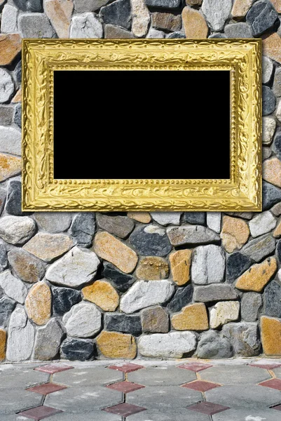 Güzel taşlar üzerinde altın çerçeve — Stok fotoğraf