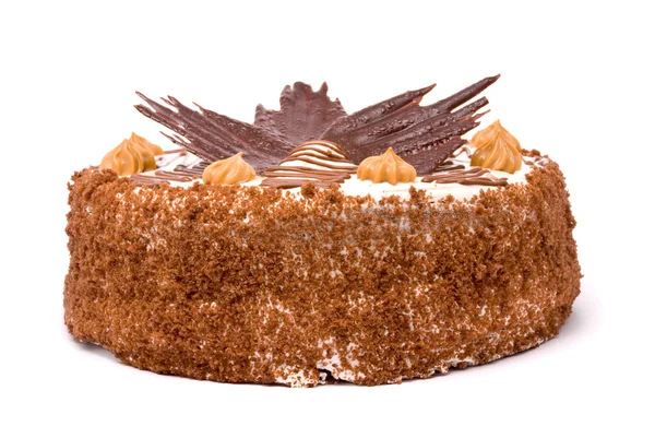 Tarta de chocolate sobre un fondo blanco —  Fotos de Stock