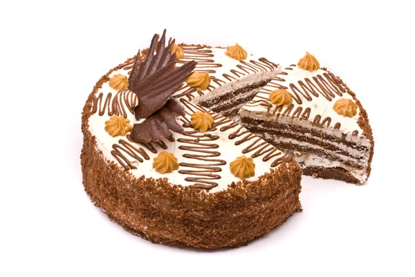 Čokoládový koláč na bílém pozadí — Stock fotografie