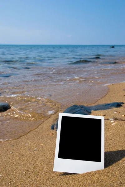 Fotokaart op zand strand — Stockfoto