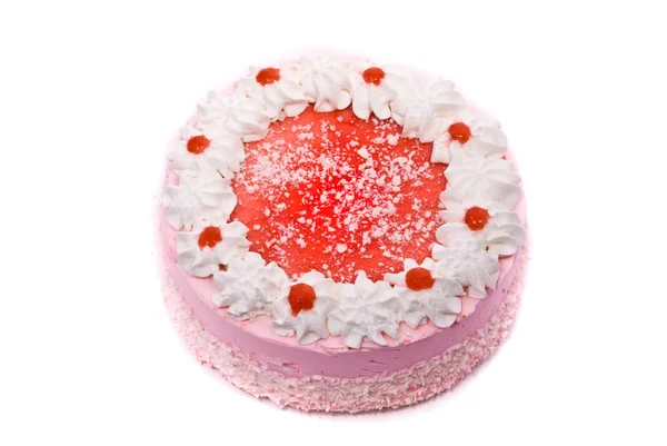 Różowy tort na białym tle — Zdjęcie stockowe