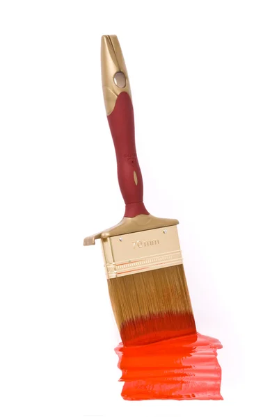 Cepillo profesional con pintura roja — Foto de Stock