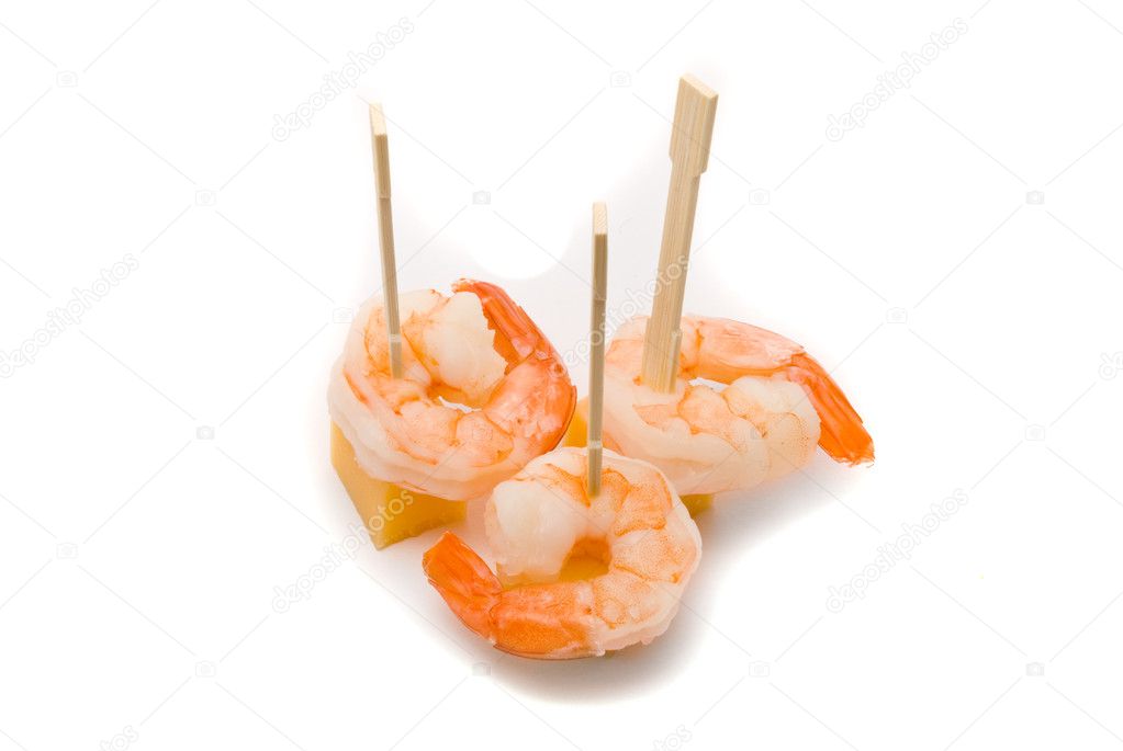 Canape with cheese and shrimp