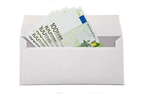 Billets en euros dans l'enveloppe — Photo