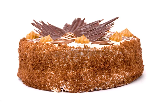 Torta de chocolate em um fundo branco — Fotografia de Stock