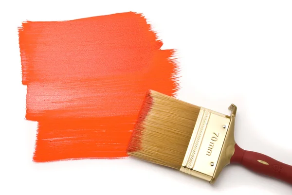 Brush with red paint — Stock Photo, Image