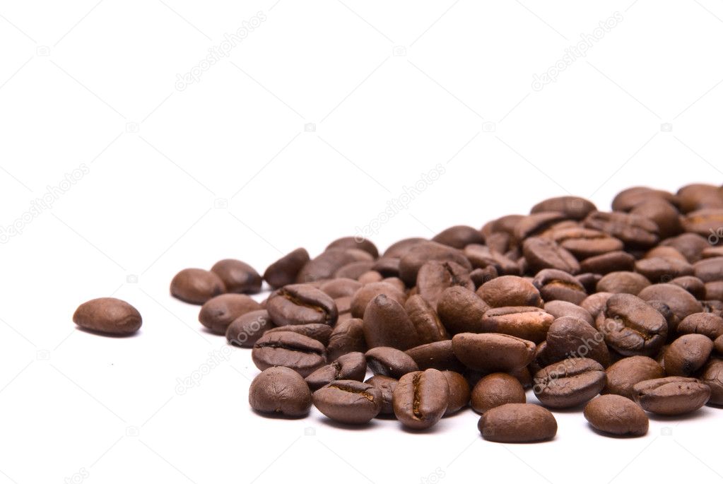 Coffee beans on a white background