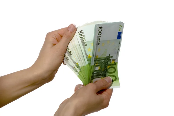 女性の手にユーロ紙幣 — ストック写真