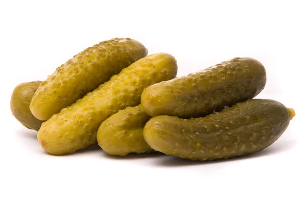 Salted cucumbers on a white background — Stock Photo, Image