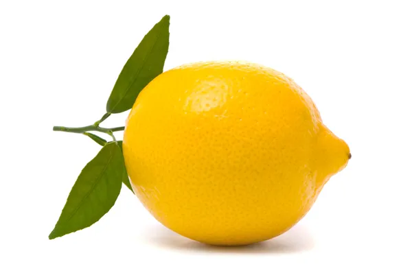Zitrone mit frischen Blättern. Makroaufnahme — Stockfoto