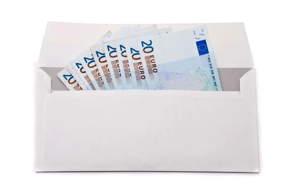 Billets en euros dans l'enveloppe — Photo
