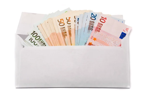Notas de euro em envelope — Fotografia de Stock