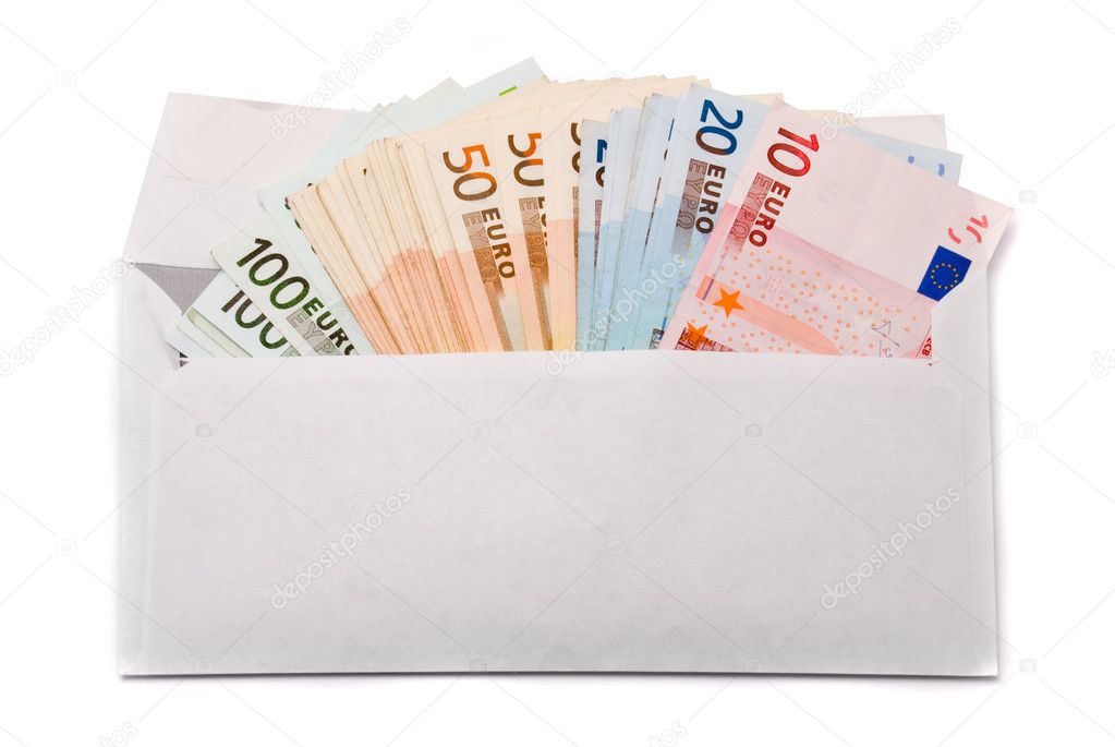 Euro banknotes in envelope