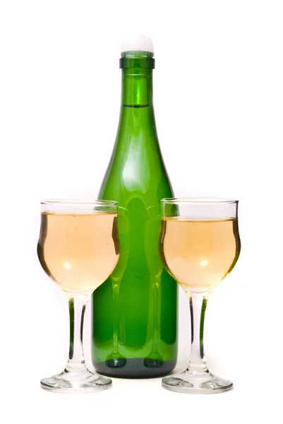 Botol anggur dan kaca — Stok Foto