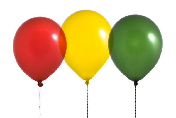 Τρεις μπαλόνια σε άσπρο φόντο在白色背景上的三个气球 — 图库照片