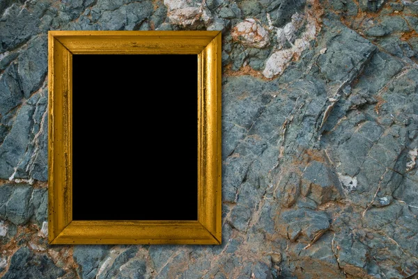 ゴールド フレームと石の背景 — ストック写真