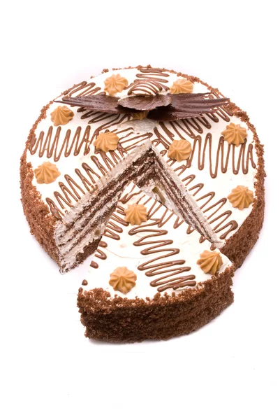 Čokoládový koláč na bílém pozadí — Stock fotografie